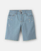 Girls Floral Denim Shorts - Medium Wash, image 1 of 4 slides
