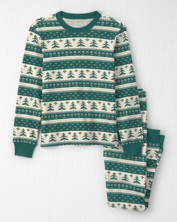 Adultes Pyjama 2 pi&egrave;ces en tricot gaufr&eacute; fait avec du coton biologique &agrave; motif jacquard , 