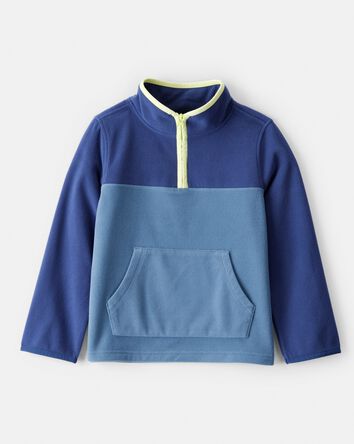Boys Color Block Microfleece Quarter-Zip Pullover - Blue, 