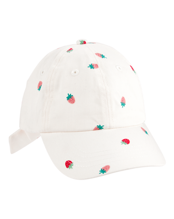 Toddler Strawberry Print Bow Baseball Cap, 