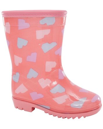 Toddler Heart Print Rain Boots, 
