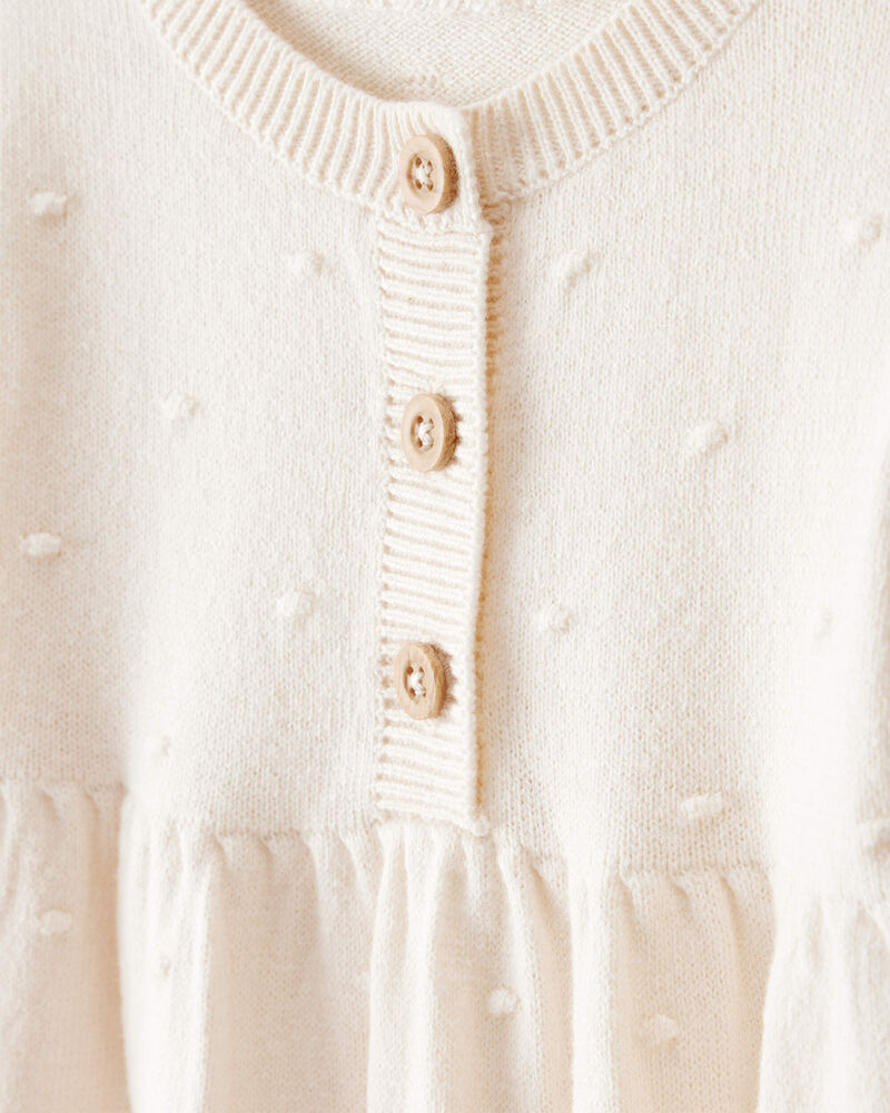 Baby Girl Cotton Long-Sleeve Jumpsuit - White, image 2 of 4 slides