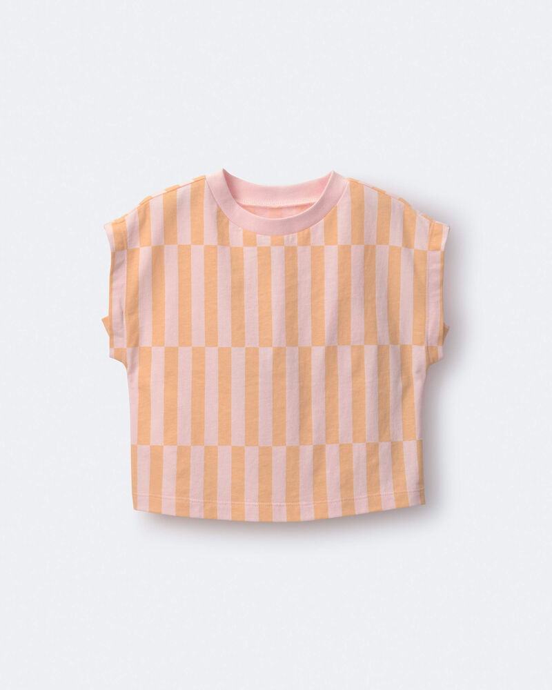 Tout-petit fille - T-shirt &agrave; manches chauve-souris &agrave; rayures d&eacute;cal&eacute;es - Rose/Orange p&acirc;le, image 2 sur 6 diapositives