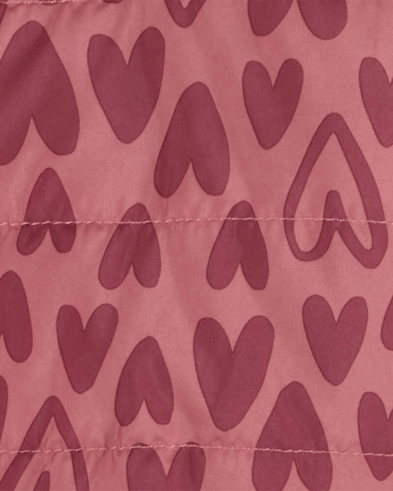 Toddler Heart Print Packable Puffer Jacket, image 5 of 6 slides