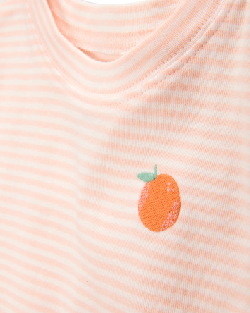 Enfant en bas âge Pyjama 4 pièces en coton ajusté à oranges, 