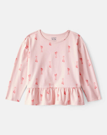 Tout-petit fille - Haut à manches longues et basque à imprimé de ballerines – Rose, 