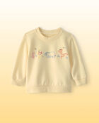 Baby Disney&copy; Winnie the Pooh Embroidered French Terry Long-Sleeve Pullover Sweatshirt - Yellow, image 1 of 7 slides