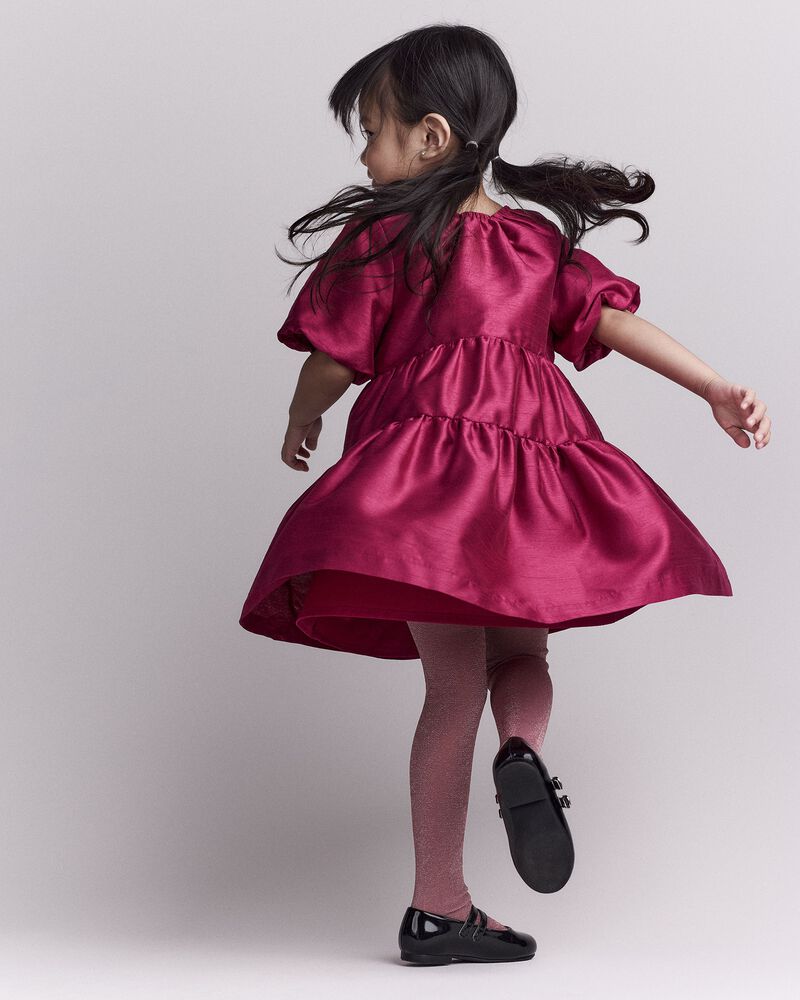 Toddler Girl Puff Sleeve Short-Sleeve Dress - Pink, image 3 of 6 slides
