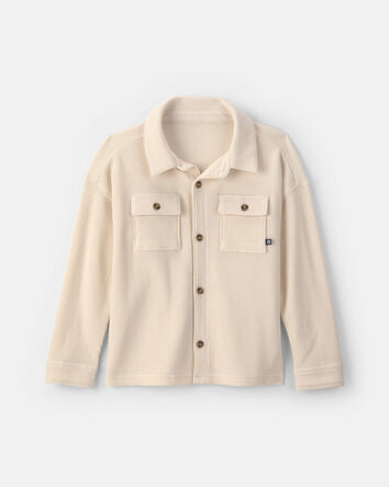 Boys Thermal Long-Sleeve Button-Down Shirt - Cream, 