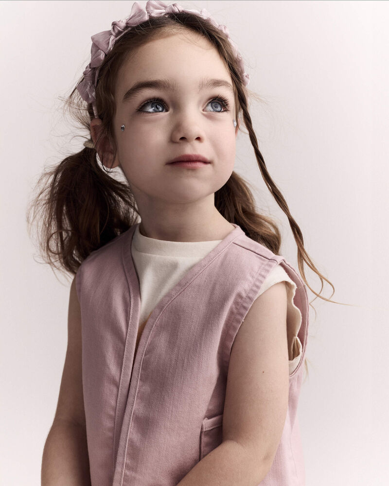 Toddler Girl Cropped Vest with Otter Pockets - Rose, image 4 of 6 slides