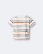 Toddler Boy Striped Short-Sleeve Otter Pocket Tee - Cream/Light Blue, image 6 of 7 slides
