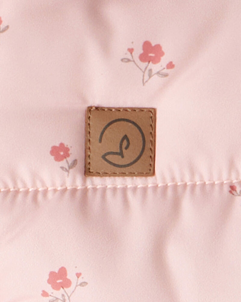 Baby Girl 1-Piece Snowsuit Made with Recycle Materials in Blush Petals Print, image 4 of 4 slides