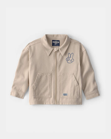 Toddler 'One of a Kind' Peace Sign Zip-Up Jacket - Khaki, 