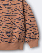 Toddler Girl Balloon-Sleeve Pullover Sweatshirt in Tiger Print - Brown, image 5 of 5 slides
