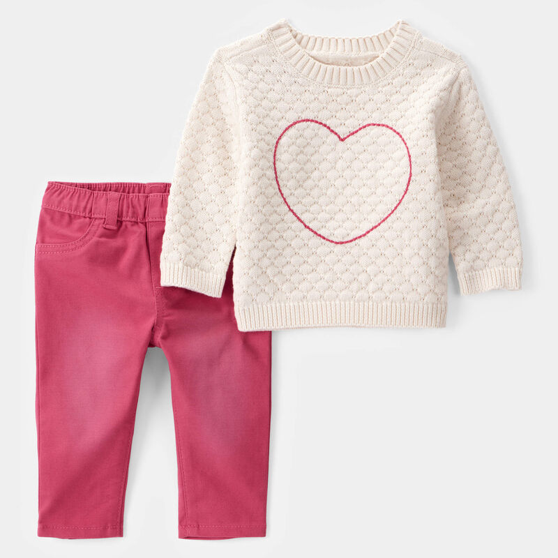Baby 2-Piece Heart Sweater Pull-On Pant Set Carter's Oshkosh