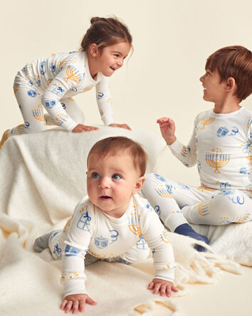 Kids 2-Piece Hanukkah DreamPlush Snug Fit Pyjama Set - Cream, 