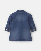 B&eacute;b&eacute; fille - Robe en denim &agrave; manches longues &ndash; D&eacute;lav&eacute; fonc&eacute;, image 2 sur 4 diapositives
