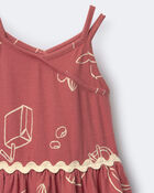 Toddler Girl Ric-Rac Crossover Dress in Snack Print  - Red, image 6 of 6 slides