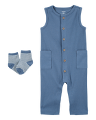 Baby 2-Piece Jumpsuit & Socks Set, image 1 of 3 slides