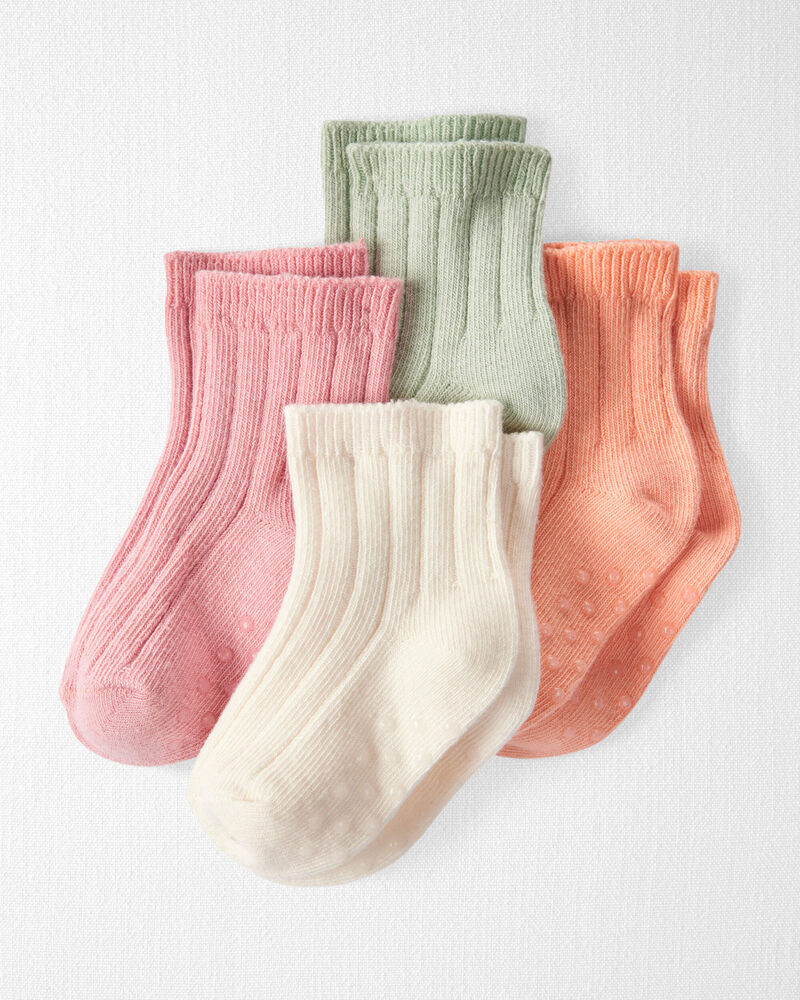 Baby 4-Pack No-Slip Socks Made with Organic Cotton, image 1 of 3 slides