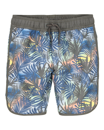 Kid Tropical-Print Pull-On Swim Trunks, 