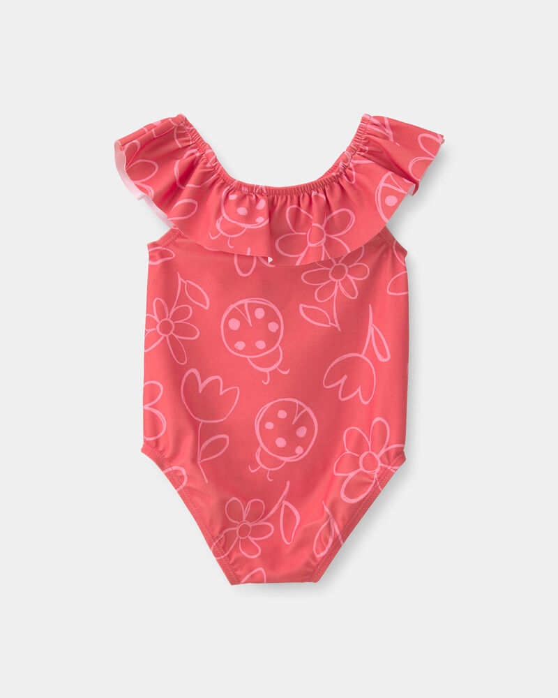 Baby Girl Floral 1-Piece Swimsuit - Red, image 3 of 5 slides