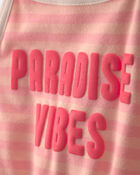 Girls 'Paradise Vibes' French Terry Romper - Pink, image 2 of 4 slides
