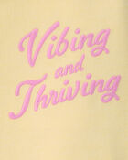 Girls 'Vibing and Thriving' French Terry Pullover Sweatshirt - Yellow, image 3 of 4 slides