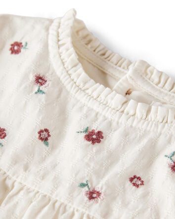 Filles - Haut à manches longues en coton biologique à imprimé floral, 