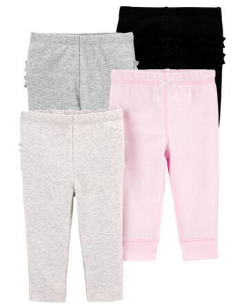 Baby 4-Pack Ruffle-Detail Cotton Pants, 