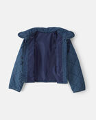 Girls Quilted Denim Jacket - Medium Wash, image 2 of 4 slides