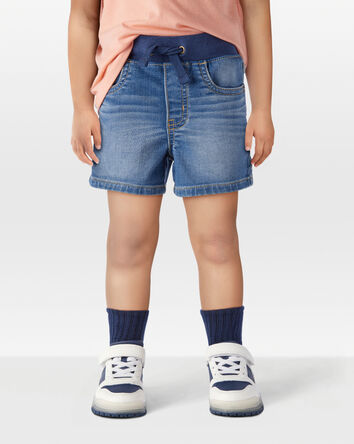Enfant en bas âge Short à enfiler en denim - Délavage bleu, 