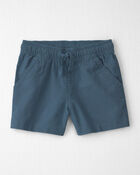 Toddler Boy 2-Piece Linen Top & Short Set Made with Organic Cotton in Blue Hibiscus, image 2 of 5 slides