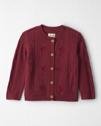 Tout-petit fille - Cardigan en tricot de coton biologique avec broderie, 