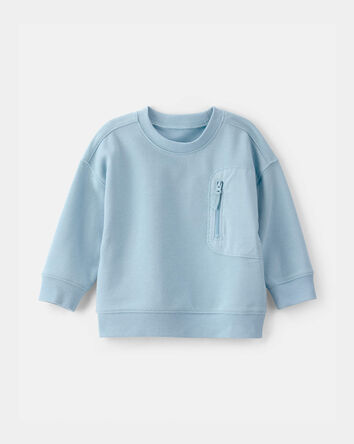 Baby Boy French Terry Zipper Pullover Sweatshirt - Blue, 