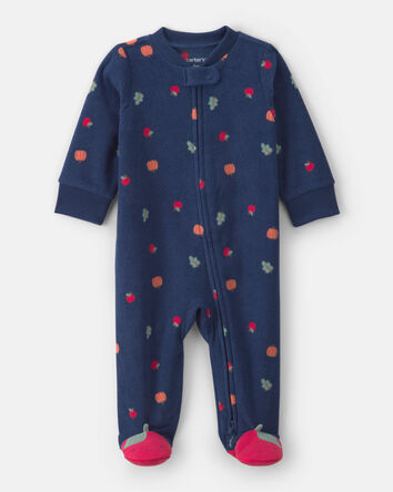 B&eacute;b&eacute; fille - Grenouill&egrave;re en molleton &agrave; fermeture &agrave; glissi&egrave;re double sens et motif fruit - Bleu, 