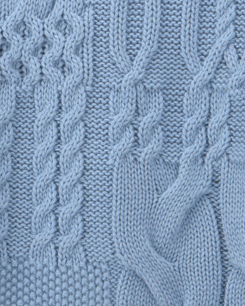 Baby Boy Cable Knit Sweater - Blue, image 2 of 3 slides