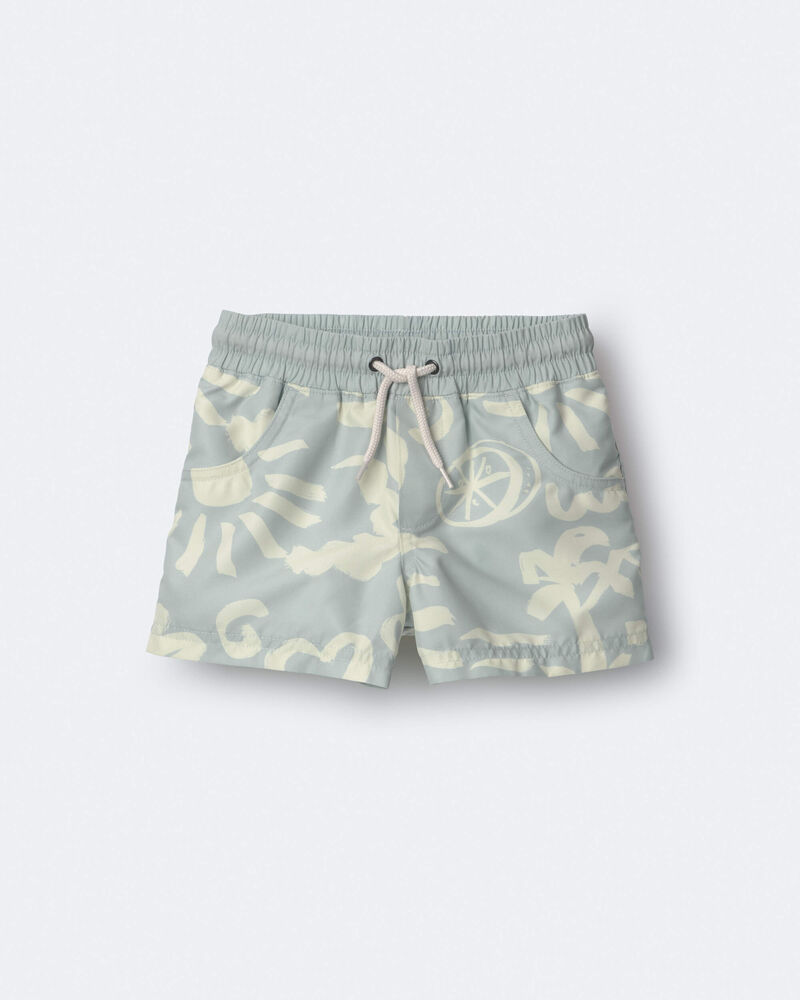Toddler Boy Tropical Swim Trunks - Sage, image 2 of 7 slides