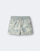 Toddler Boy Tropical Swim Trunks - Sage, image 2 of 7 slides
