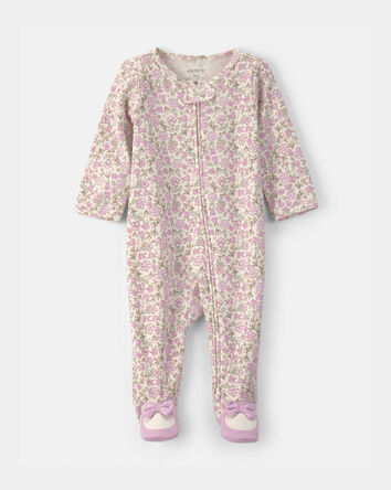 Baby Girl Floral Snug Fit Sleeper - Pink/Ivory, 
