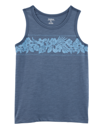 Kid Tropical Print Tank-Blue, 