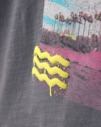 Boys Beachside Palm Tree Graphic Tee - Grey, 