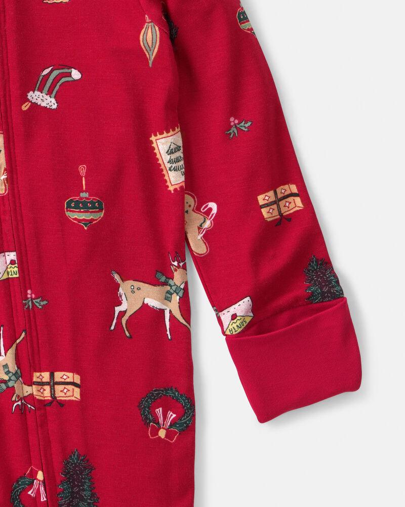 Baby Christmas PurelySoft&trade; 2-Way Zip Sleep & Play Pyjamas - Red, image 3 of 9 slides
