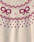 Girls Organic Cotton Fair Isle Sweater Knit Pullover, image 2 of 4 slides