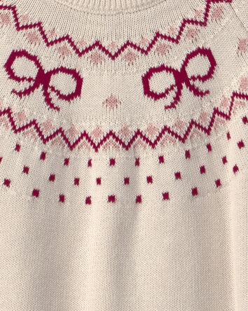 Girls Organic Cotton Fair Isle Sweater Knit Pullover, 