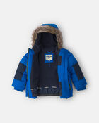 Toddler Boy  2 Piece Puffer Snowsuit- Royal Blue, image 3 of 13 slides