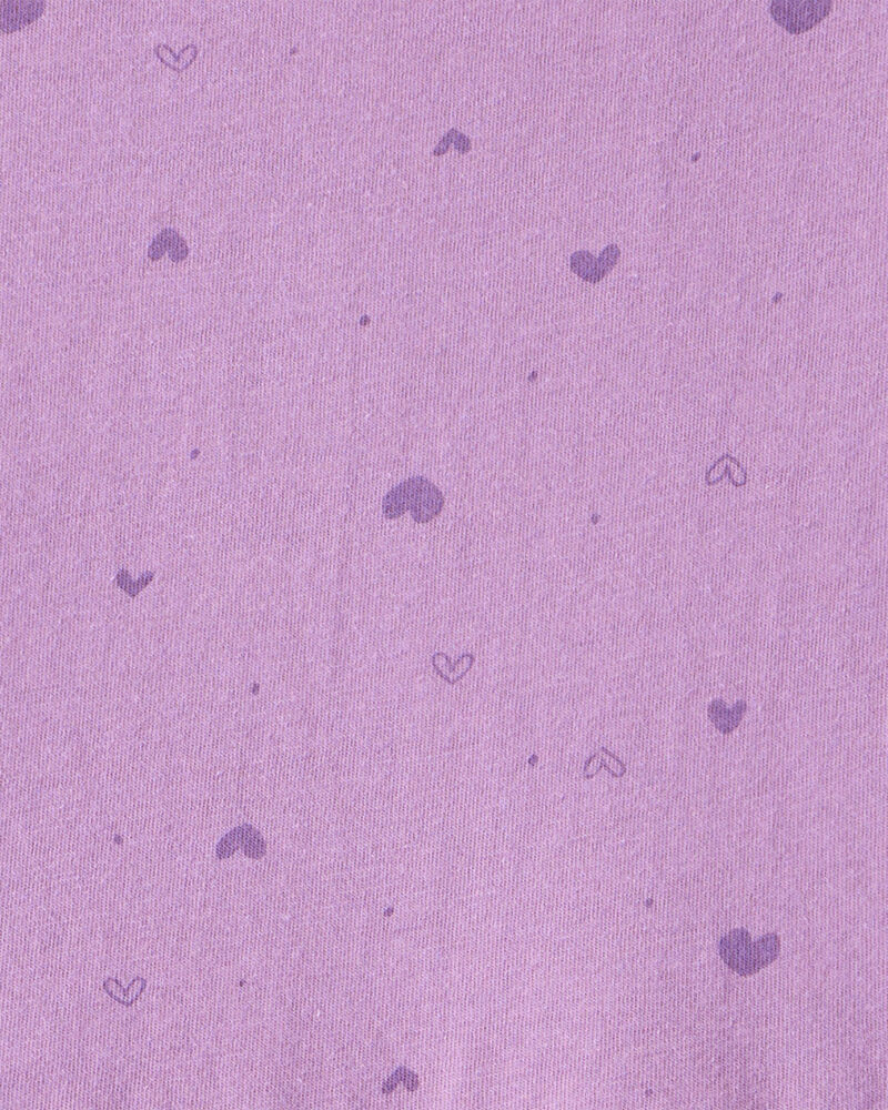 Girls Heart Print Long Sleeve Cotton Dress - Purple, image 3 of 4 slides