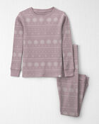 Filles - Pyjama 2 pi&egrave;ces en tricot gaufr&eacute; fait avec du coton biologique &agrave; motif jacquard, image 1 sur 3 diapositives