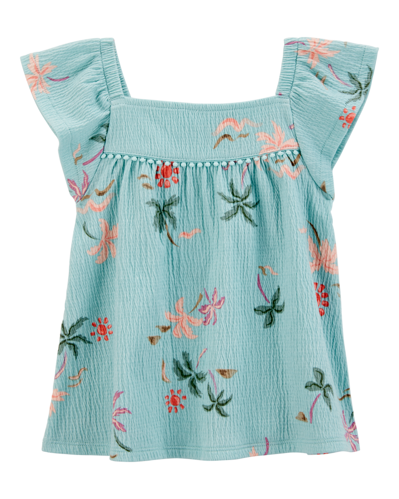 Toddler Palm Tree-Print Fashion Top - Turquoise, image 1 of 4 slides