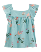 Toddler Palm Tree-Print Fashion Top - Turquoise, image 1 of 4 slides